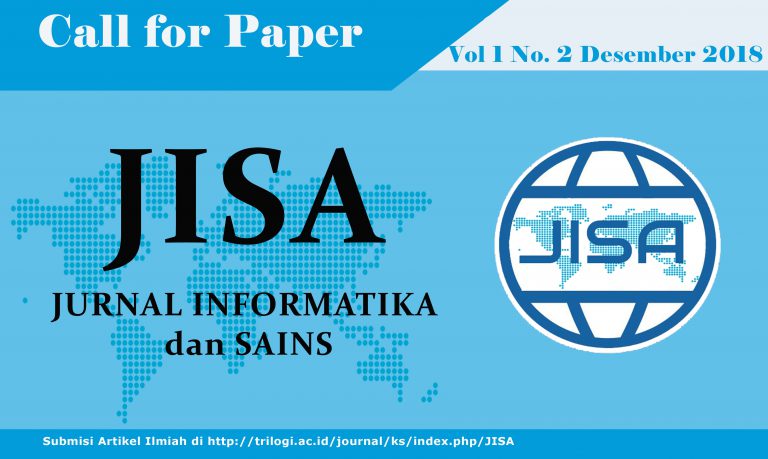 Call of Paper Jurnal JISA ( Jurnal Informatika dan Sains) Vol 1 No 2 Desember 2018