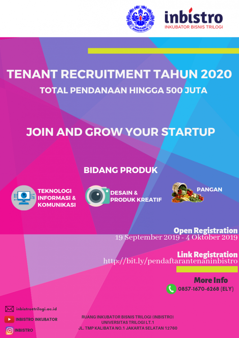 Rekrutmen Tenant Inbistro Tahun 2019 Telah Dibuka, Submit Proposal Bisnismu Segera!