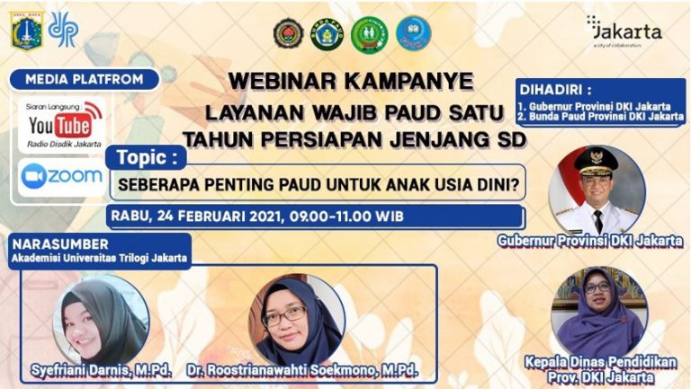 Webinar Kampanye Layanan Wajib PAUD 1 Tahun Provinsi DKI Jakarta Bersama Dosen Prodi PG-PAUD Universitas Trilogi