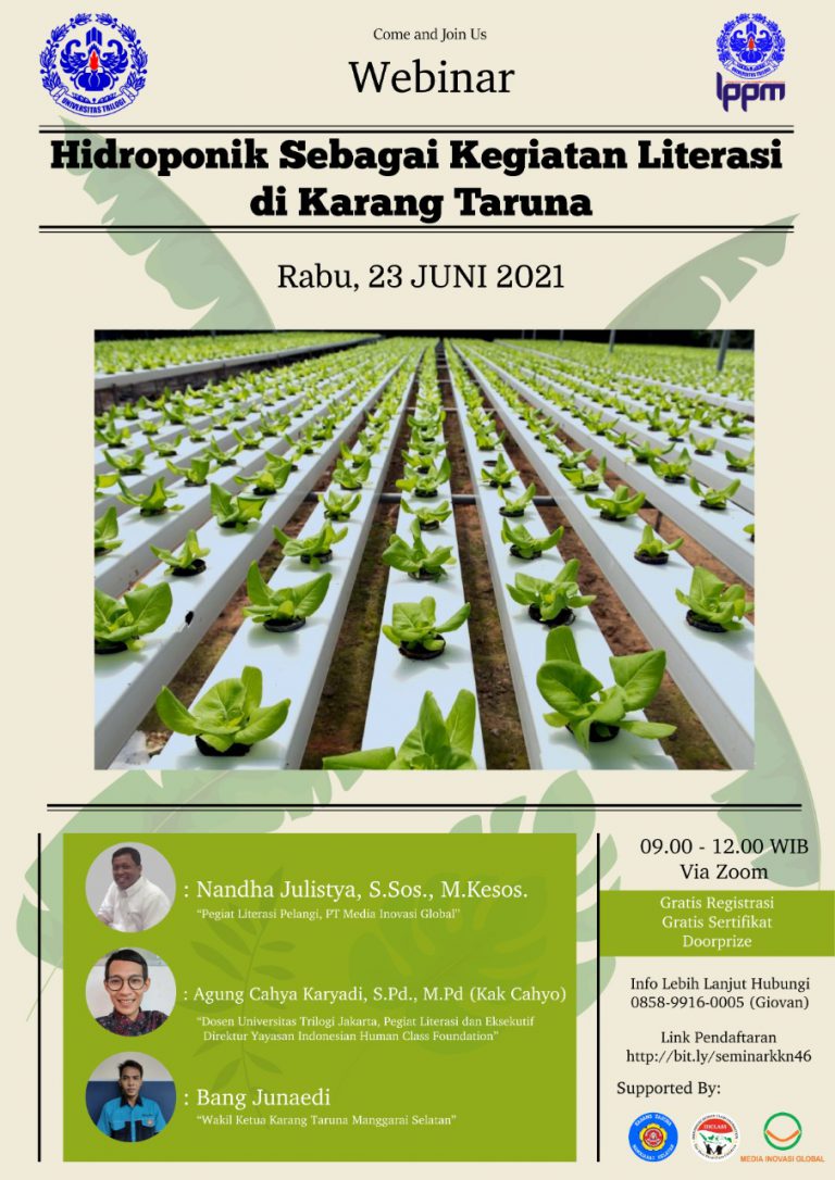 WEBINAR KKN “HIDROPONIK SEBAGAI KEGIATAN LITERASI DI KARANG TARUNA”