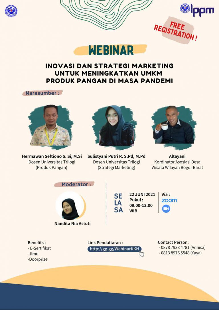WEBINAR “INOVASI DAN STRATEGI MARKETING UNTUK MENINGKATKAN UMKM PRODUK PANGAN DI MASA PADEMIK”.