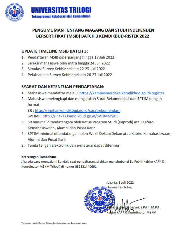 PENGUMUMAN TENTANG MAGANG DAN STUDI INDEPENDEN BERSERTIFIKAT