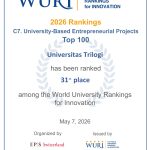 Universitas Trilogi Raih Peringkat 31 Dunia pada Kategori “University-Based Entrepreneurial Projects” The World University Rankings for Innovation (WURI)