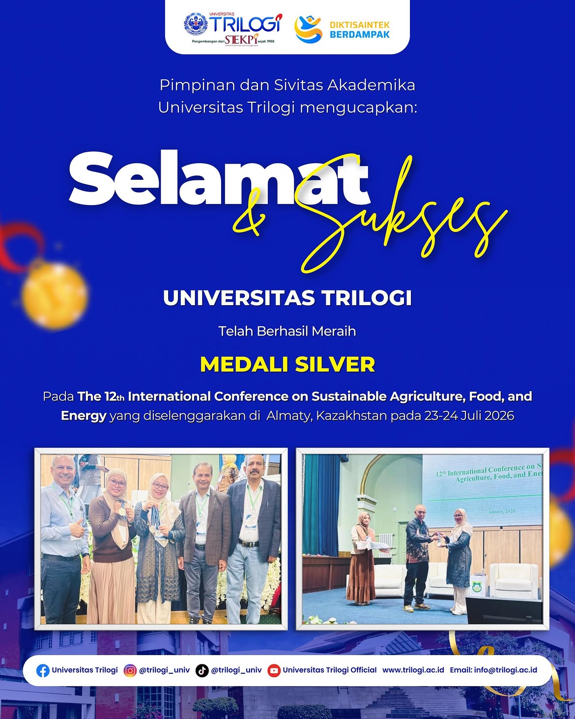 universitas trilogi kembali mengukir prestasi di tingkat internasional melalui partisipasi dosen